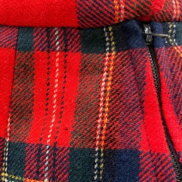 Vintage 70s Pendleton Women Sz S Red Tartan Plaid Wool Wide Leg High Rise Pants - Picture 9 of 12